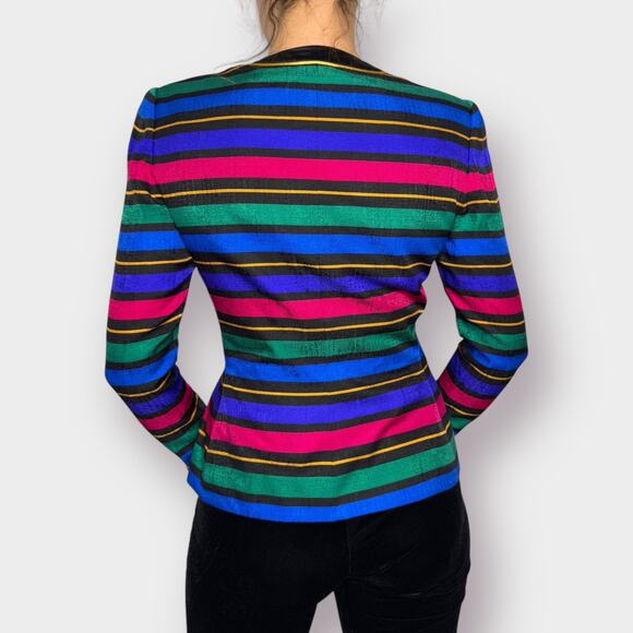 Vintage 80s Adrianna Papell Striped Blazer‎ with Bows - Picture 8 of 9